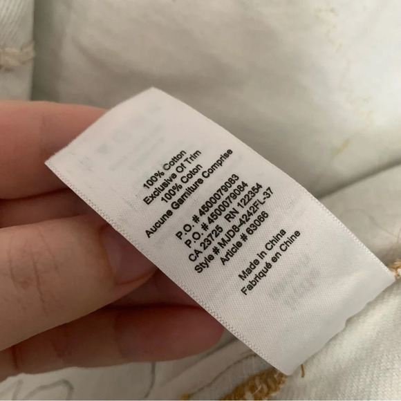 Little Moon Aritzia Dianthus White Denim Patch Decal Jacket L - Picture 11 of 16